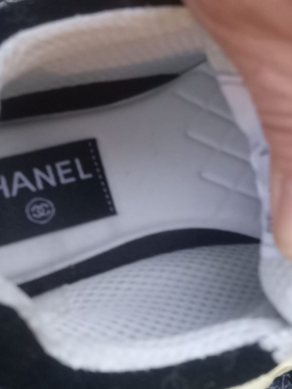 CHANEL Black and White Logo Interior Sneaker - Picture 2 of 3